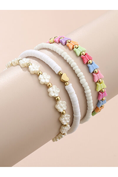 Take Two By Styli Pack of 4 - Girls Multi-Color Butterfly and Floral Charm Br...