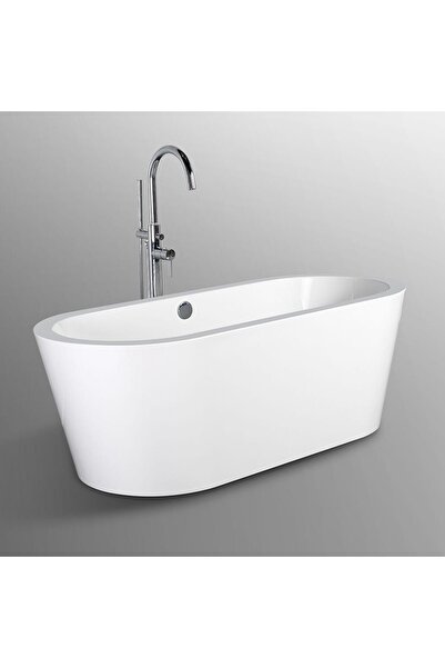 Milano Queen Acrylic Freestanding Bathtub With Pop Up Waste, White, Free Stan...