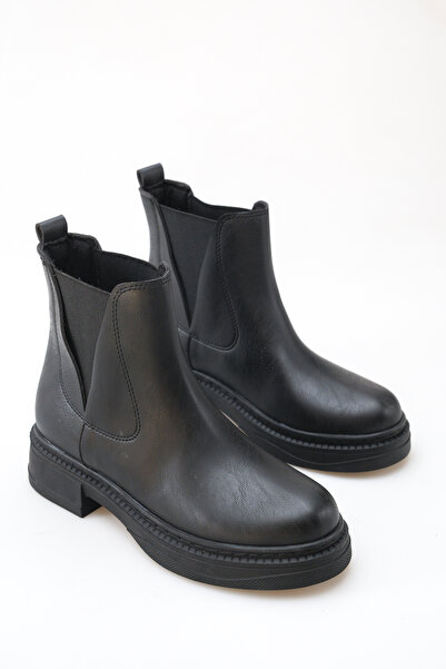 AYAKKABI MEET Women's Boots Black Elastic Thermo Without Zipper
