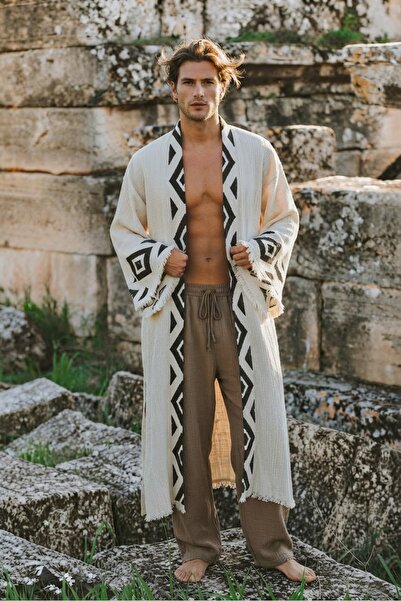 Mojo Summer Ramses Crinkle Linen Hand Print Kimono