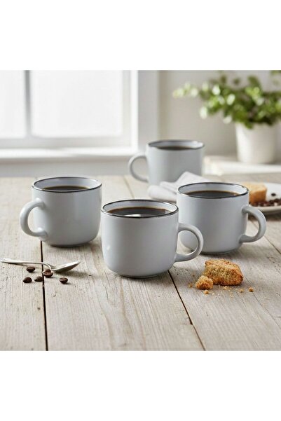 Cuisine Art Stoneware Ava 4PCS Mug Set, 385 ML Light Grey Coffee Mug Set, Cup...