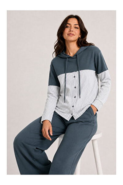 Köşedeki Dükkan Women's Shirted Long Sleeve Premium Modal Top and Bottom Trac...