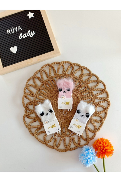 Pandalı Tüylü 3'lü Soket Çorap Set