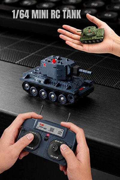 TUENGİ STORE Uzaktan Kumandalı 1/64 Mini RC Tank Kızılötesi Savaş Modlu 360 D...