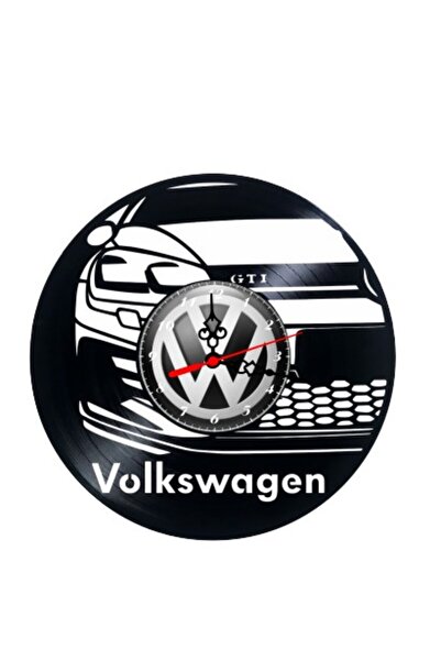 Volkswagen Ceas de perete decorativ din disc de vinil, Model Golf GTI, Cadran...