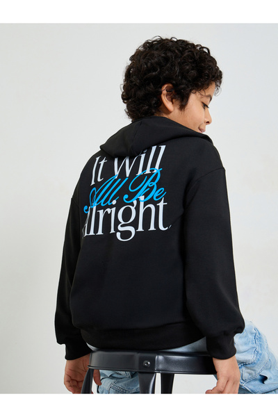 Styli Teen Boys Oversized Drop Shoulder Printed Hoodie