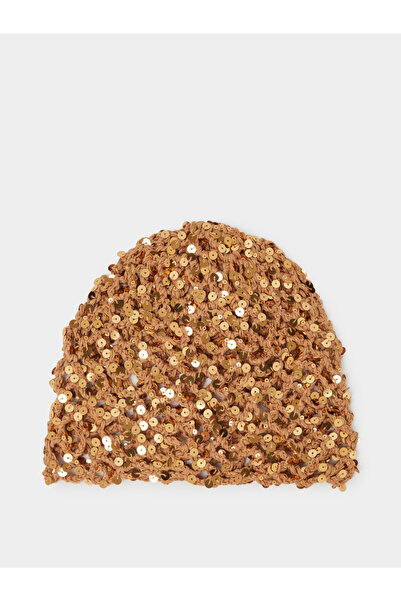 Styli Brown Sparkling Sequin Beanie