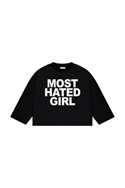 lethestudios Most Hated Girl Baskılı Uzun Kollu Basic T-Shirt