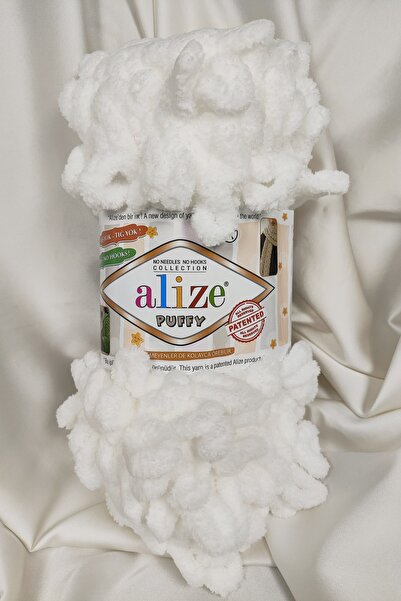 Alize Puffy White Hand Knitting Yarn 100Gr. 9Mt. (Pack of 5) - Color: 55
