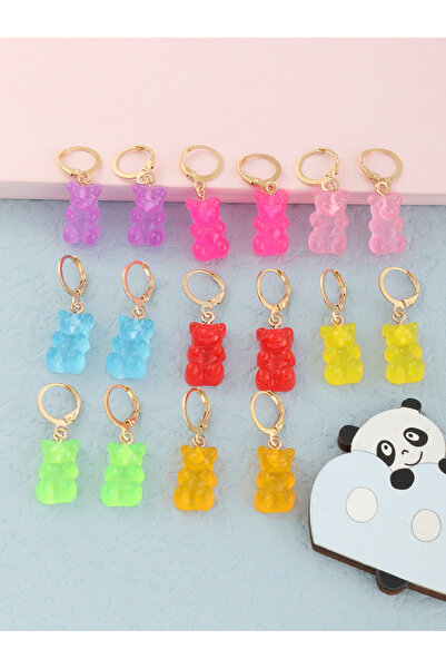 Take Two By Styli Girls Set of 8 - Bear Hoop Earrings