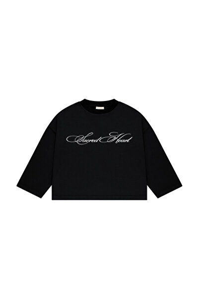 lethestudios Sacred Heart Baskılı Uzun Kollu Basic T-Shirt