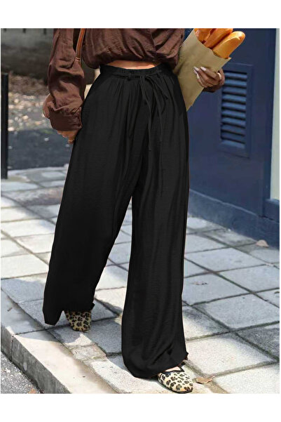 Take Two By Styli Black Wide Leg Pants with Drawstring