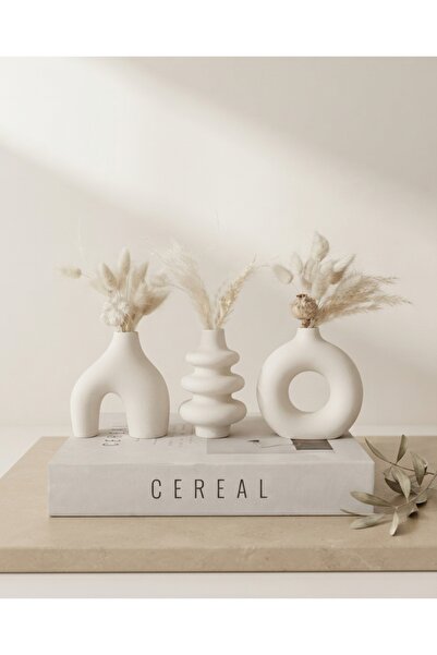 Üçlü Minimal Biblo Vazo Set Dekoratif Biblo