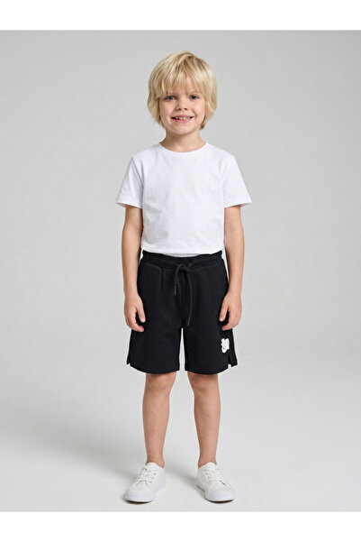 JUNIORLOOM By Styli Boys Black Graphic Print Pocket Detail Shorts By Juniorloom