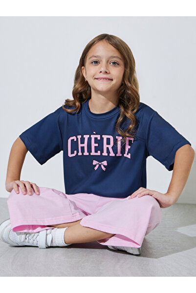 Styli Girls Navy Blue Graphic Print Oversized T-Shirt