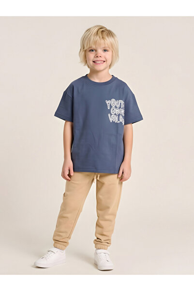 JUNIORLOOM By Styli Boys Blue Graphic Print Oversized T-Shirt By Juniorloom