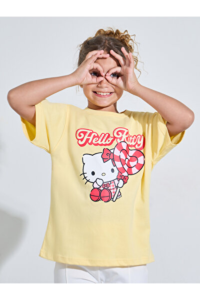 Styli Teen Girls Yellow Hello Kitty Print Oversized T-Shirt