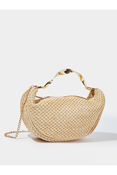 Styli Beige Textured Bag with Twisted Handle