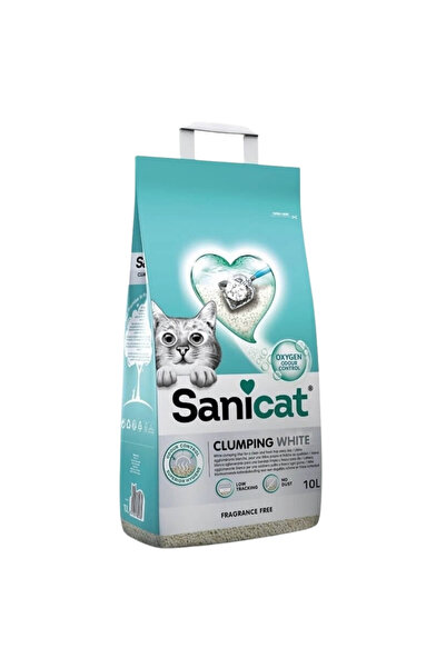 Sanicat Clumping White Kokusuz Bentonit Topaklanan Kedi Kumu 10 lt 2 Adet
