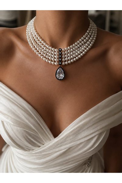 Mf Vintage Tarzı İnci Choker