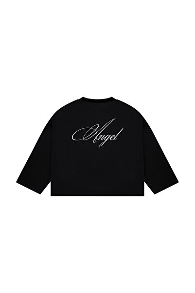lethestudios Angel Baskılı Uzun Kollu Basic T-Shirt