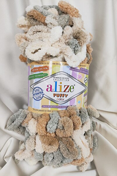 Alize Puffy Color Ebruli Fir pentru tricotat manual 100gr. 9mt. (Pachet de 5)...
