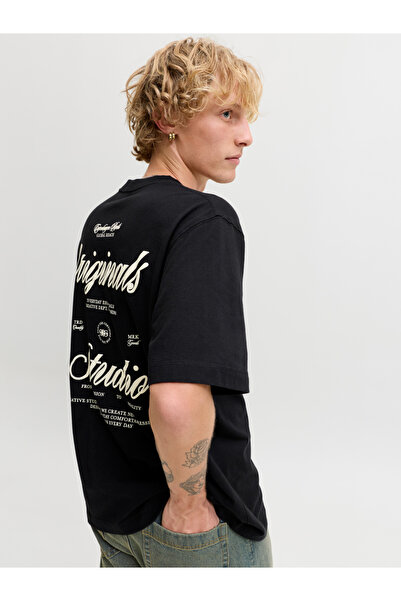 Jack & Jones Black Graphic Print Crew Neck T-Shirt