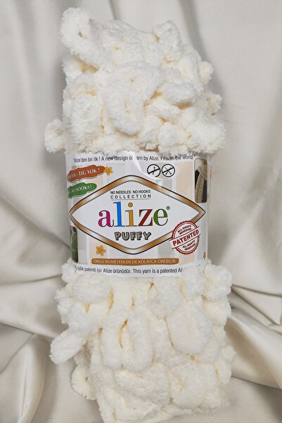 Alize Puffy Open Cream Fir pentru tricotat manual 100gr. 9mt. (Pachet de 5) -...