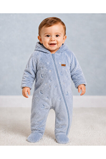 Caramell 1-9 Months Bountein Boy Plush Jumpsuit - Indigo Blue