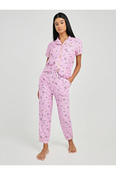 Styli Unicorn and Graphic Print Short Sleeves Shirt and Pyjama Set