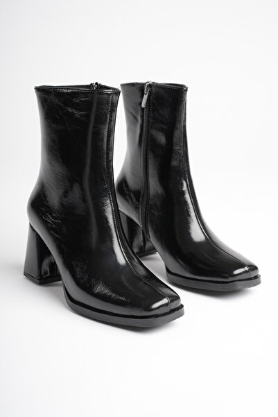 LORVENA Women's Black 7.5 cm Thick Heeled Casual Boots