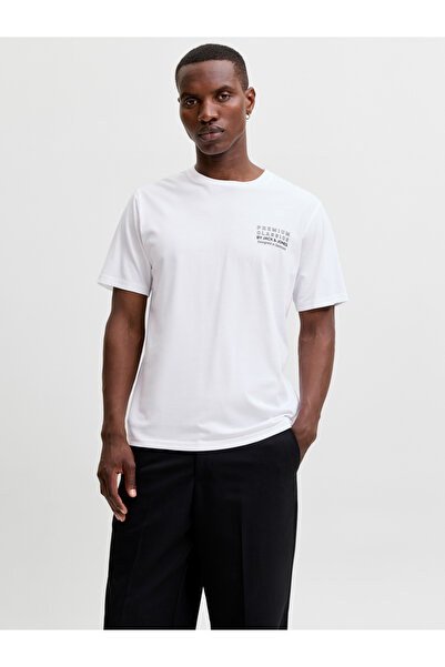 Jack & Jones White Text Print Crew Neck T-Shirt