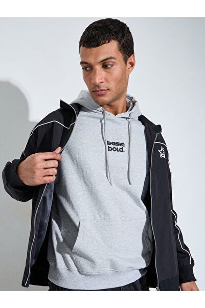 Styli Minimal Chest Print Relaxed Fit Hoodie