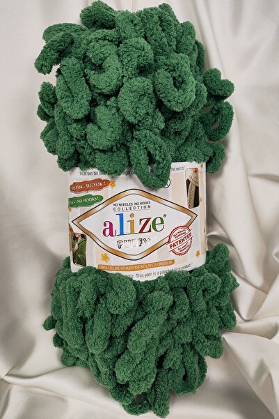 Alize Puffy Pine Green Hand Knitting Yarn 100Gr. 9Mt. (Pack of 5) - Color: 532