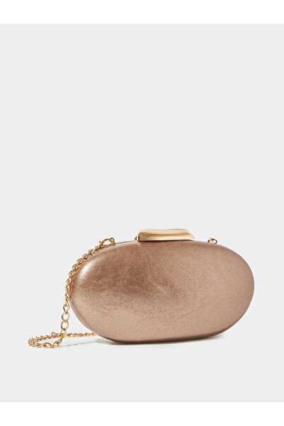 Styli Metallic Brown Clasp Clutch with Chain Strap