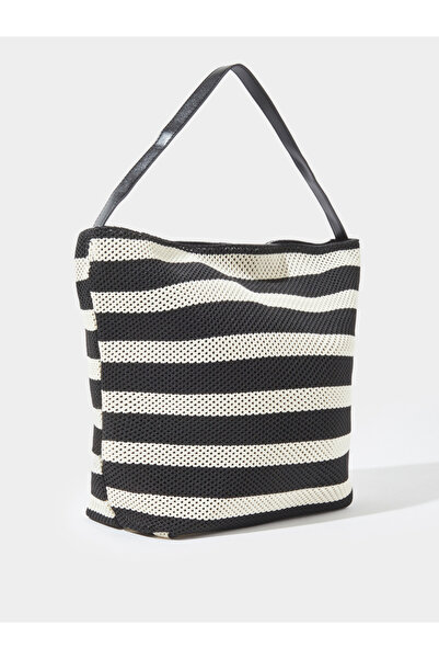 Styli Multi-Color Striped Knit Tote Bag