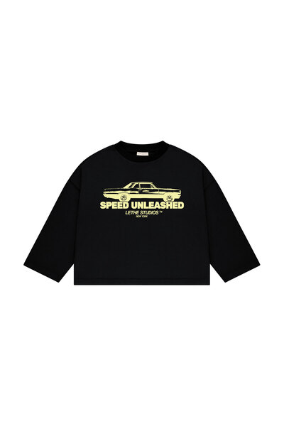 lethestudios Speed Unleashed Baskılı Uzun Kollu Basic T-Shirt