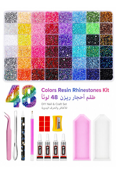 Generic Brand 48-Color Resin Rhinestone Set for Craft Beads, Scrapbooking and...