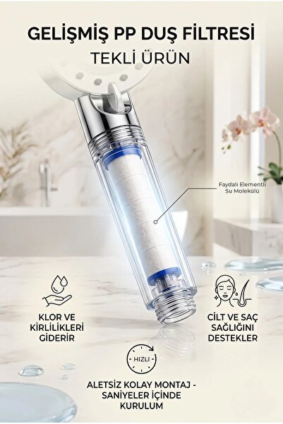 NESS HOME Su Arıtmalı,Klor Ve Kireç Önleyici Filtreli Duş Başlığı Yüksek Bası...