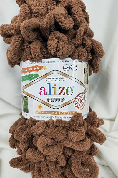 Alize Puffy Kahve Moka Fir de tricotat manual 100gr. 9mt. (Pachet de 5) - Cul...