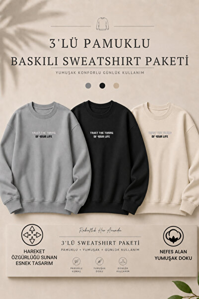 DAMGA JEANS 3 Pieces Men's Cotton Printed Regular Fit Sweatshirt