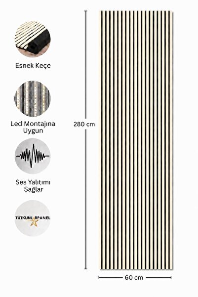 TUTKUNLAR PANEL Akustik Duvar Paneli Çıtalı MDF Ahşap Ses Yalıtımlı Dekoratif...