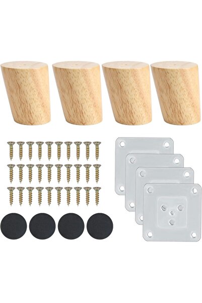 Morvena Picks Set de 4 picioare de mobilier din lemn de 6 cm cu placa de mont...
