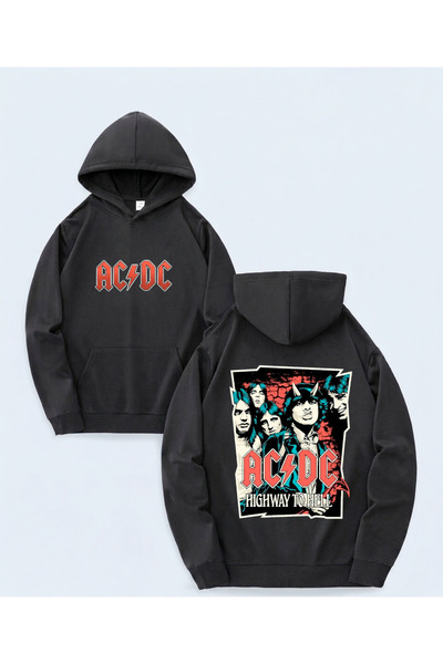 STİL-X New Season Ac/Dc Printed Oversize Sweatshirt, 3-Yarn Soft Fabric