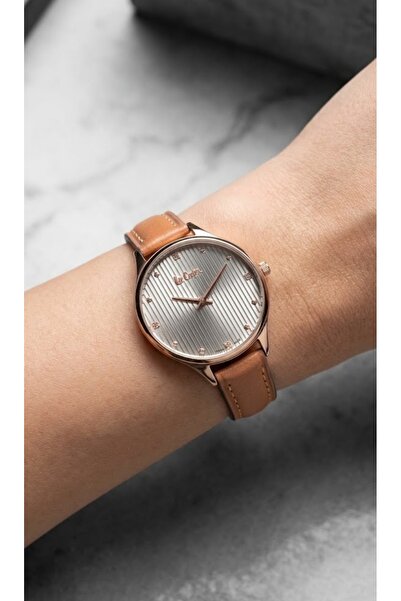 Lee Cooper Lc06461.475 Brown Cord Minimalist Women's Wristwatch