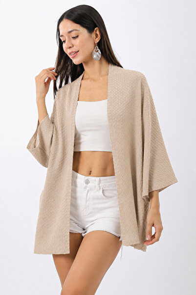 Devinka Cardigan poncho de sezon bej pentru femei