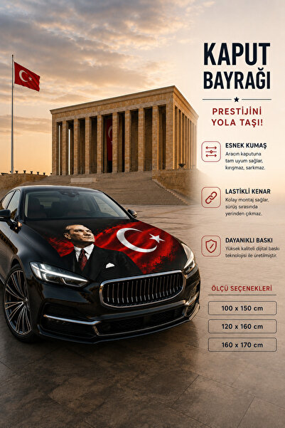 TİCARET ATÖLYESİ Atatürk Baskılı Kaput Bayrağı 100x150 cm