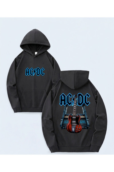 STİL-X New Season Ac/Dc Printed Oversize Sweatshirt, 3-Yarn Soft Fabric