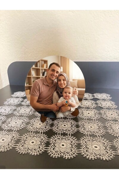 Kapbirhediye Kişiye Özel Yuvarlak Masaüstü Fotoğraf Baskısı - 14 cm Ahşap Sta...