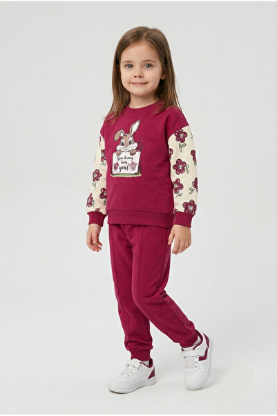 Beray Bebe Girl's Seasonal 2-Yarn Cotton Rabbit Figure Tracksuit Top and Bott...
